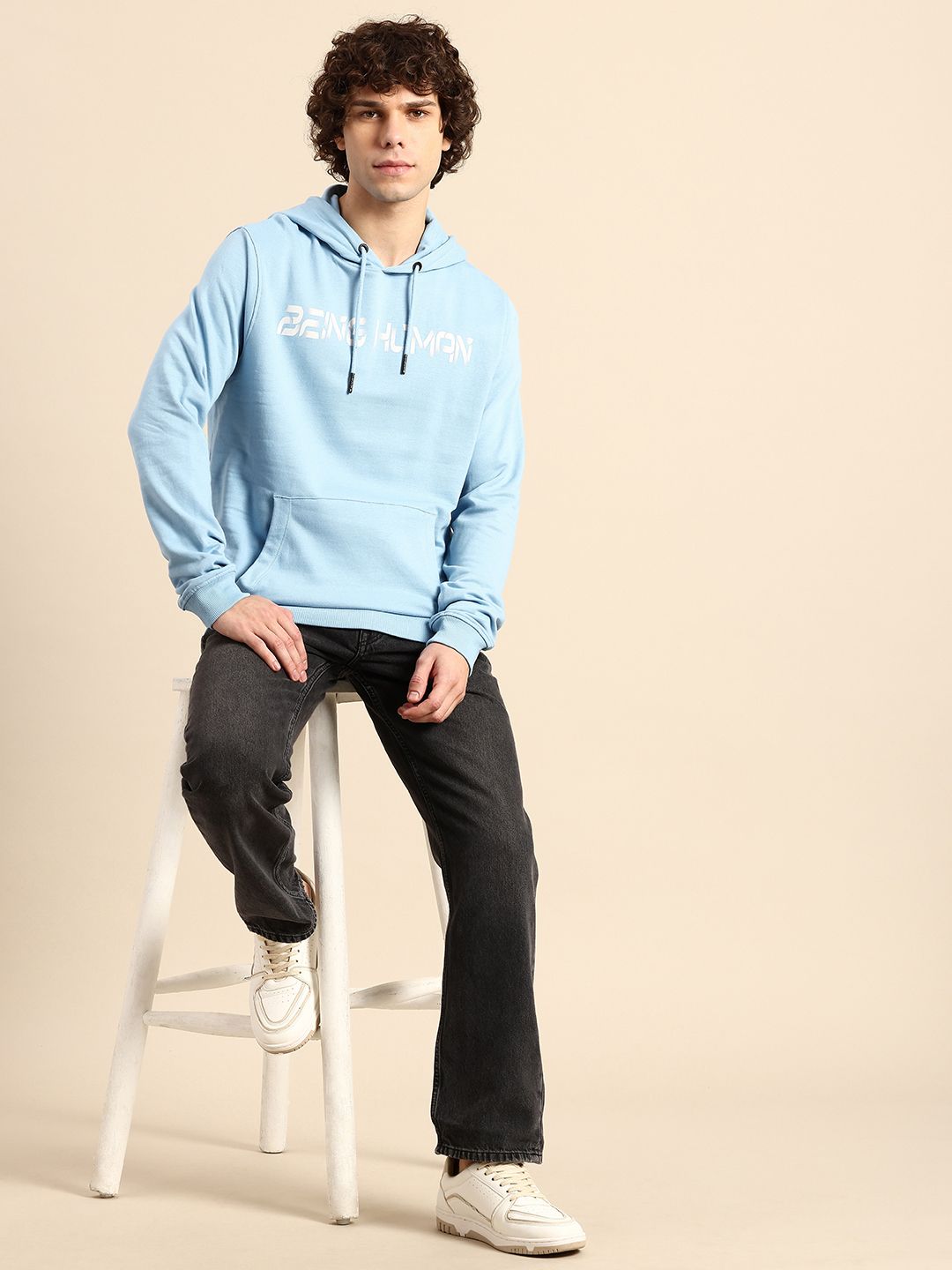 Being Human Pure Cotton Brad Logo Printed Hooded Sweatshirt