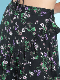 Berrylush Women Stylish Black Floral Dress