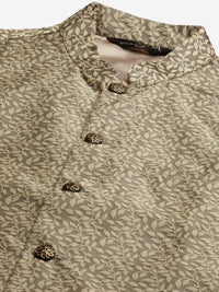 SOJANYA Men Red & Beige Ethnic Motifs Woven Design Kurta with Churidar & Nehru Jacket