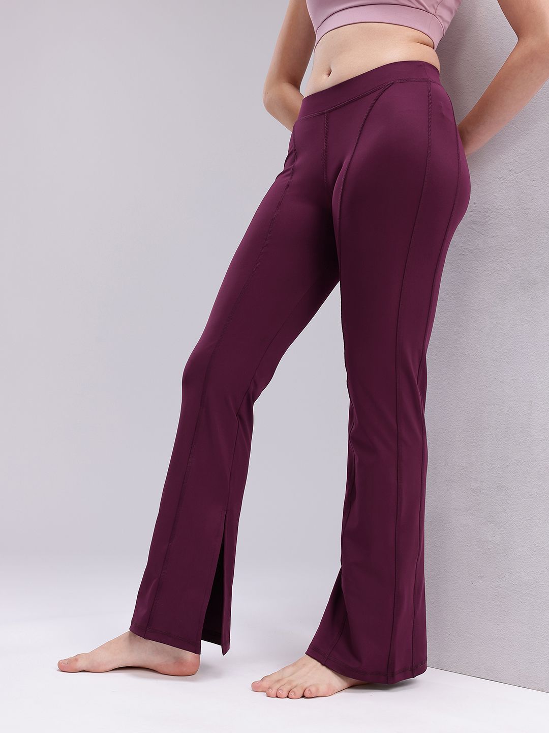 HRX by Hrithik Roshan Women Rapid-Dry Mid-Rise Regular Fit Yoga Tights with Slits