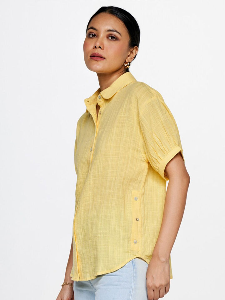 AND Puff Sleeves Shirt Style Top