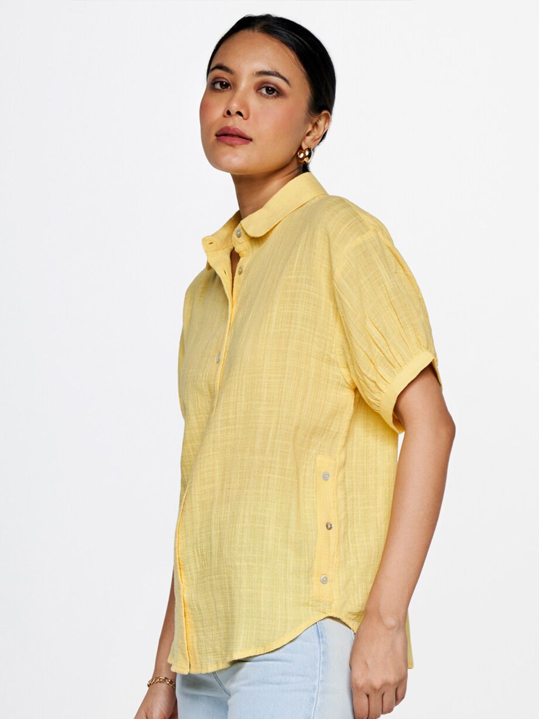AND Puff Sleeves Shirt Style Top