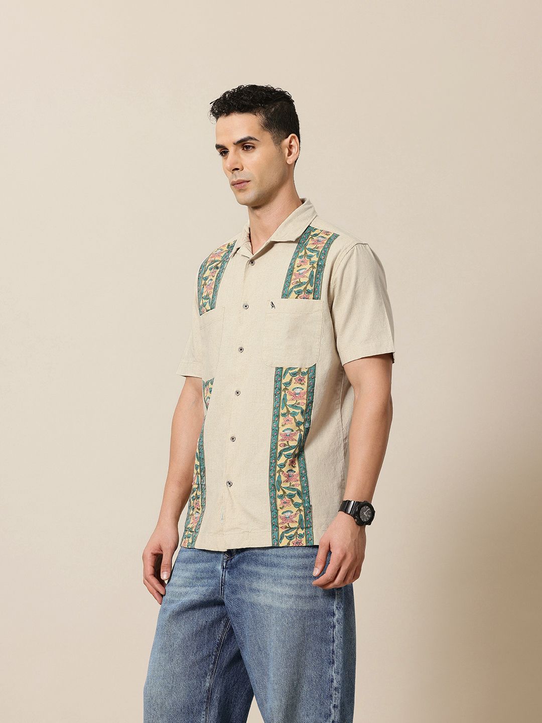 Mr Bowerbird Cotton Linen Applique Detailed Casual Shirt