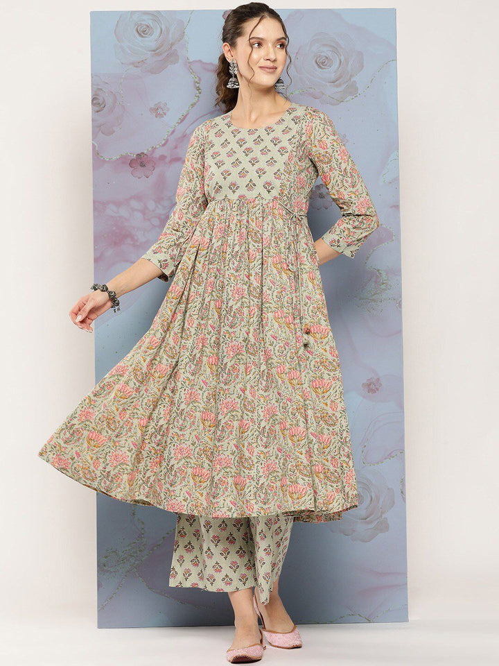 KALINI Women Floral Printed Regular Kurta with Trousers