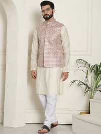 SOJANYA Jaket Tenun Nehru Bersulam