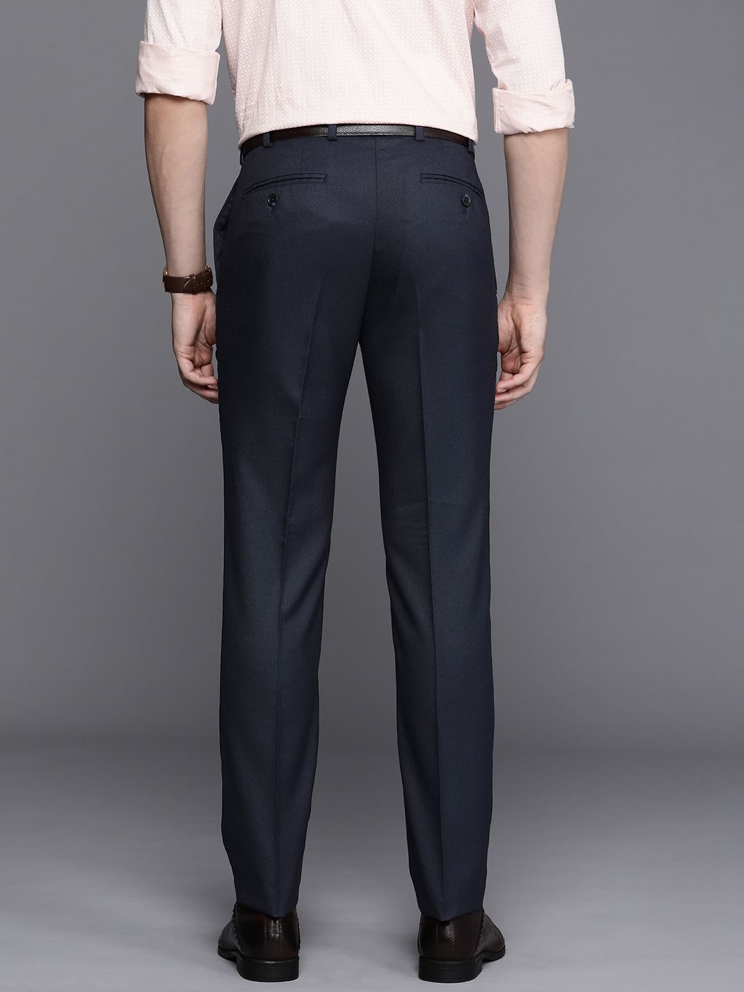 Raymond Men Textured Slim Fit Formal Trousers