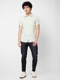 SPYKAR Spread Collar Short Sleeves Linen Casual Shirt