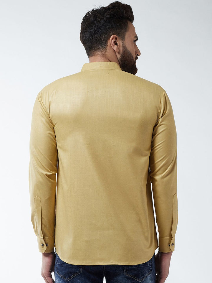 SOJANYA Men Gold-Coloured Solid Straight Kurta