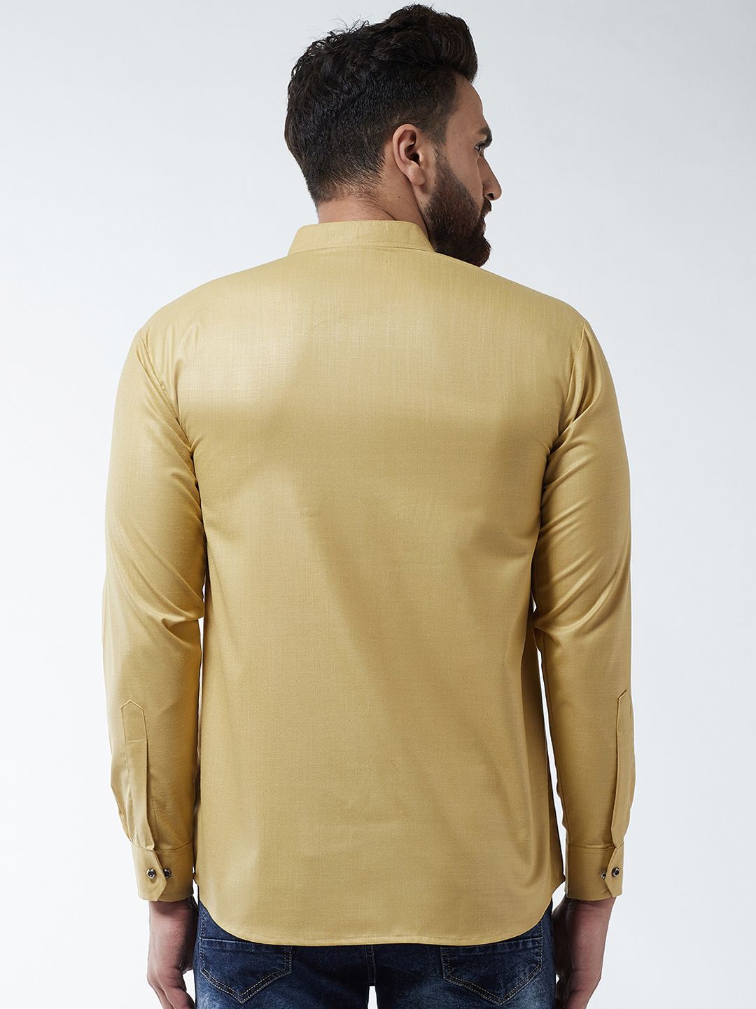 SOJANYA Men Gold-Coloured Solid Straight Kurta