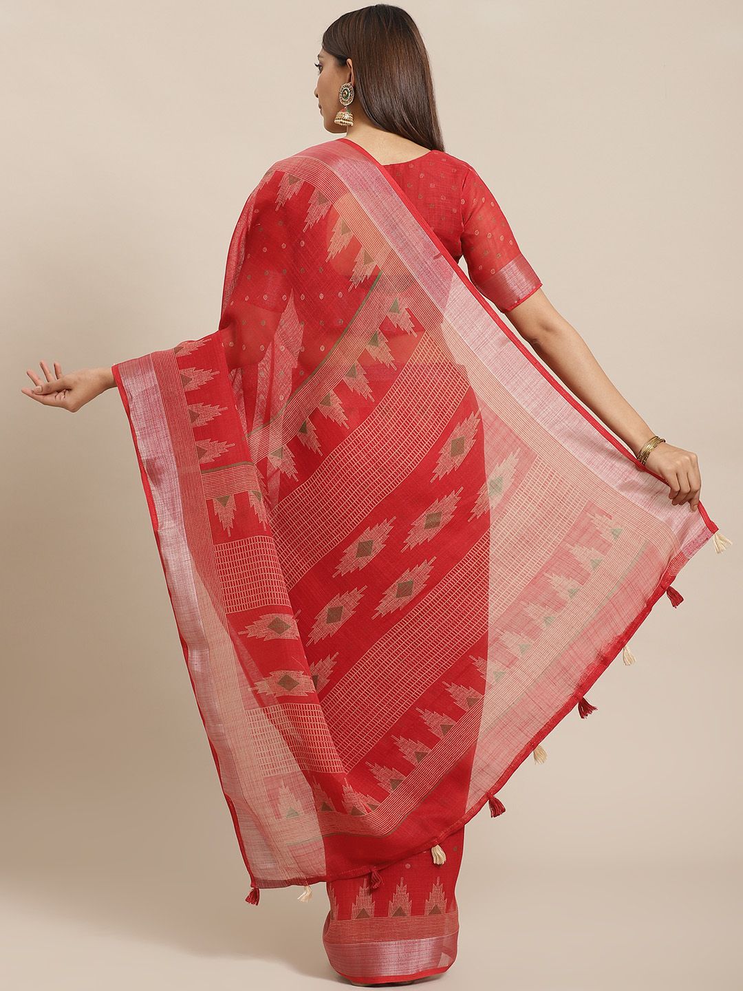 Saree mall Red & Beige Printed Saree