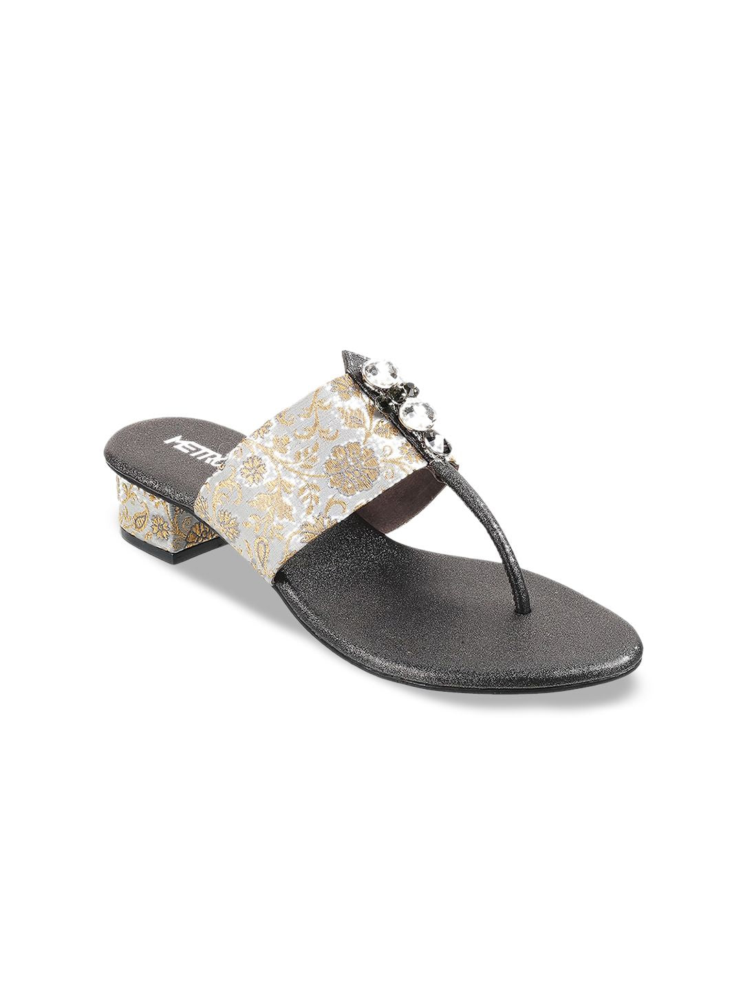 Metro Embellished T-Strap Block Heels