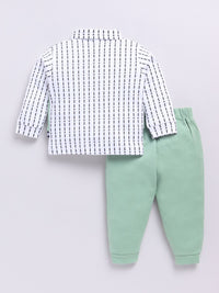 Moms Love Infant Boys Printed Pure Cotton Shirt with Joggers