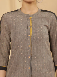 W Striped Regular Thread Work Pure Cotton Kurta with Salwar