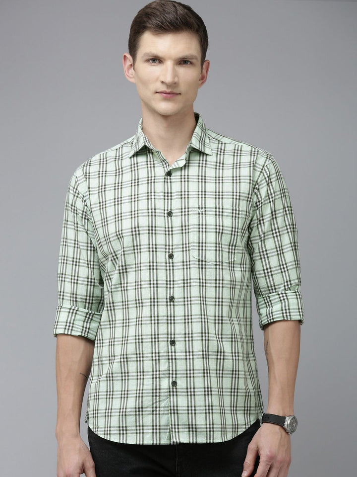 Park Avenue Men Slim Fit Tartan Checks Opaque Pure Cotton Casual Shirt