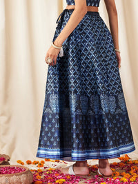 Shae by SASSAFRAS Women Deep Navy Blue Floral Skirt