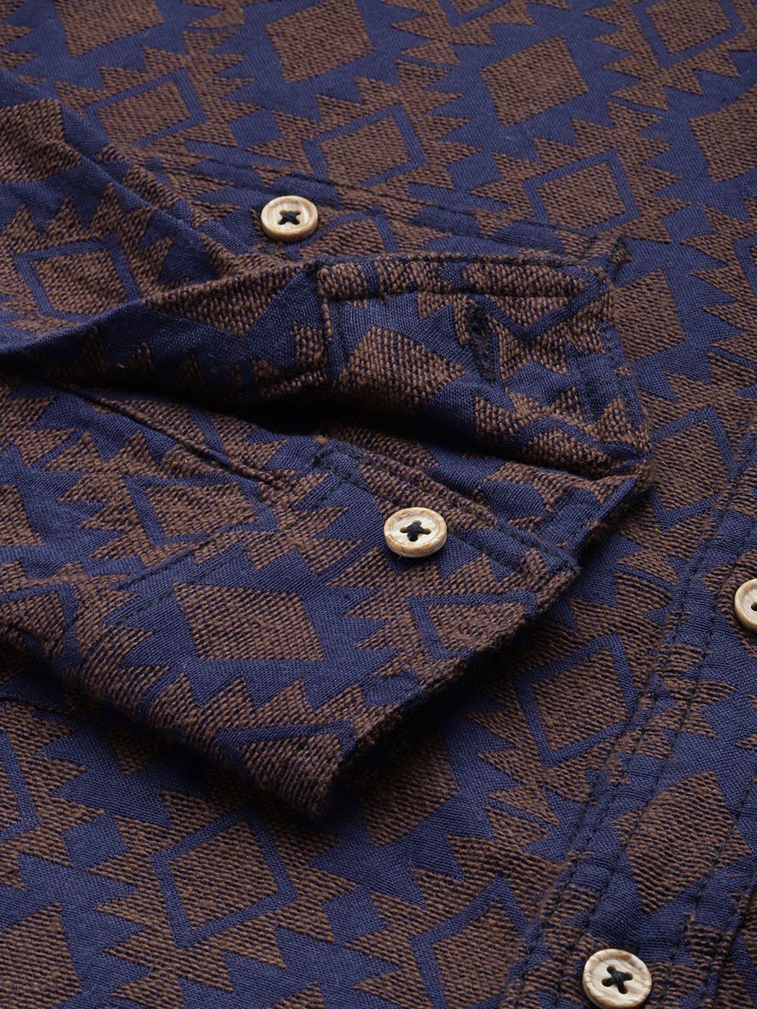 The Indian Garage Co Self-Design Geometric Drop-Shoulder Sleeves Relaxed Fit Casual Shirt