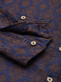 The Indian Garage Co Self-Design Geometric Drop-Shoulder Sleeves Relaxed Fit Casual Shirt