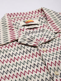 The Indian Garage Co Men Relaxed Fit Textured Lace Crochet Resort Wear Shirt