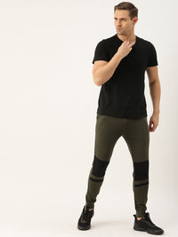 The Indian Garage Co Men Olive Green Solid Straight Fit Joggers With Printed Detailing