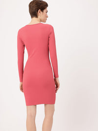 DressBerry Sleek Drama Cut-Out Ribbed Bodycon Midi Dress