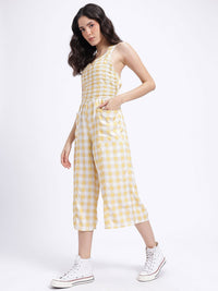 DressBerry Smocked Checked Styled Back Jumpsuit