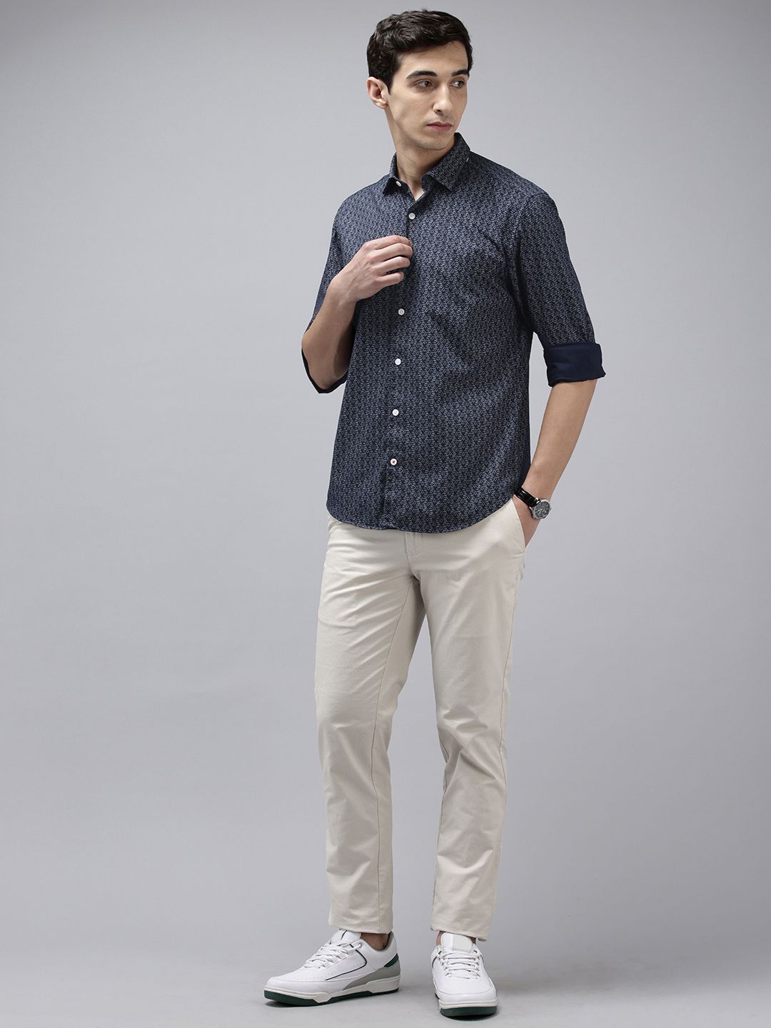 Park Avenue Slim Fit Geometric Printed Pure Cotton Casual Shirt