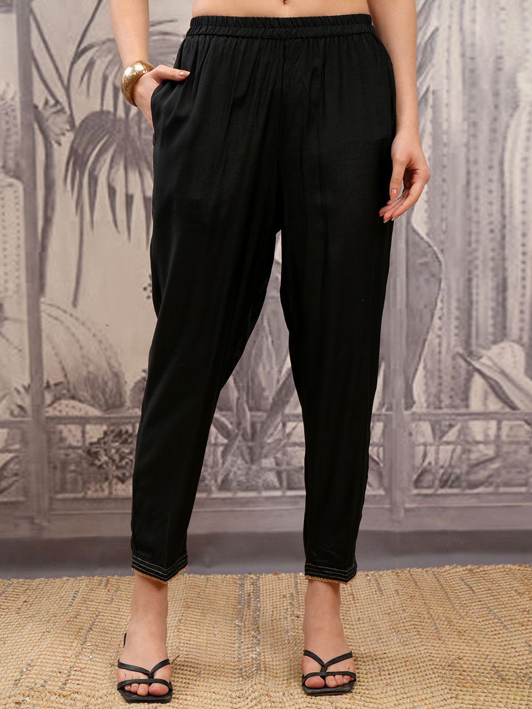 Vishudh Embroidered Straight Kurta & Trousers With Dupatta
