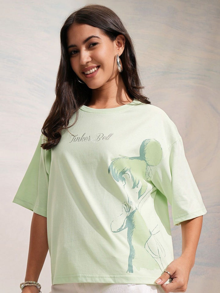 Tokyo Talkies Tinkerbell Women Graphic Printed Overized Tshirt