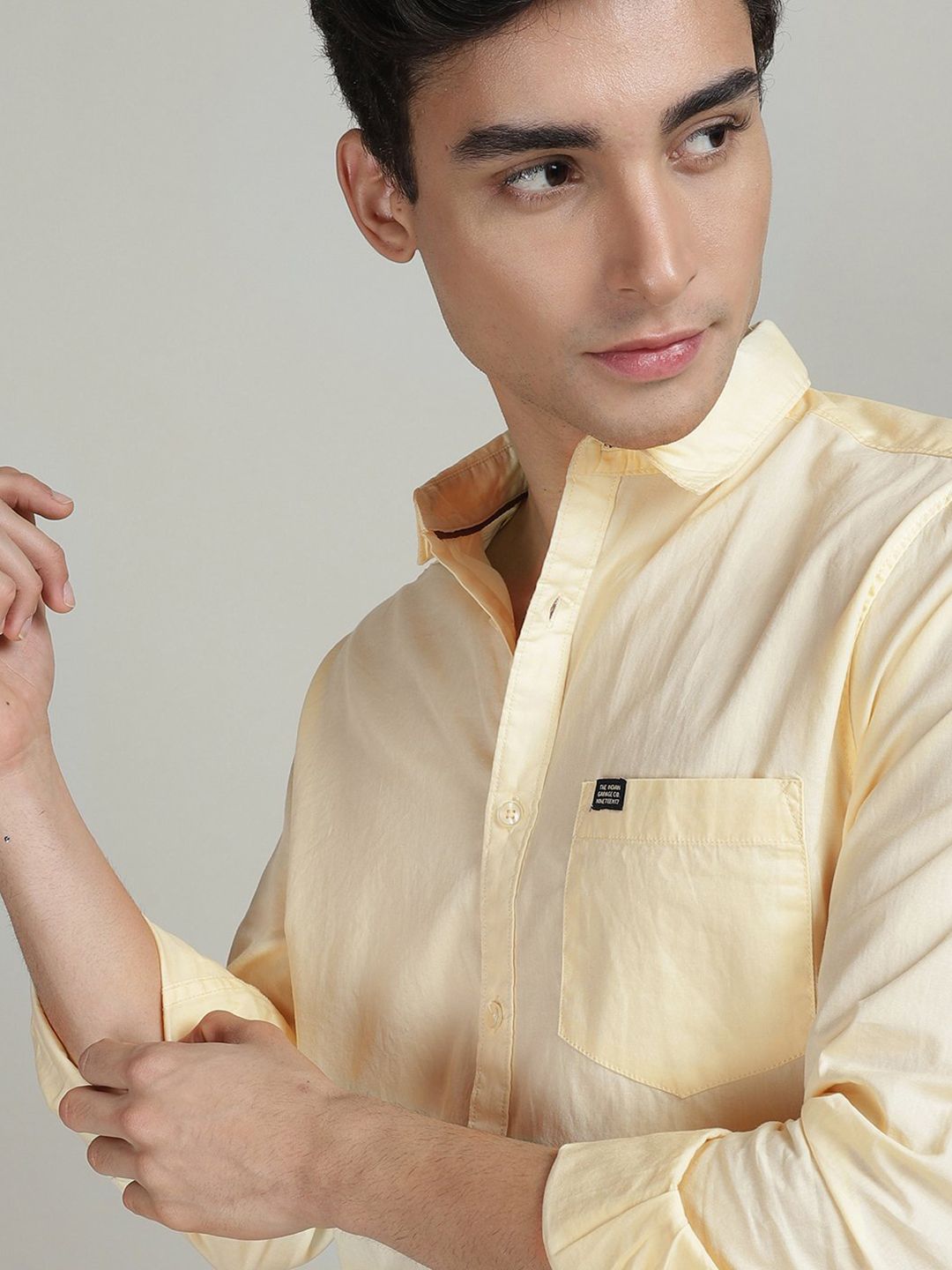 The Indian Garage Co Men Yellow Comfort Regular Fit Cotton Casual Shirt