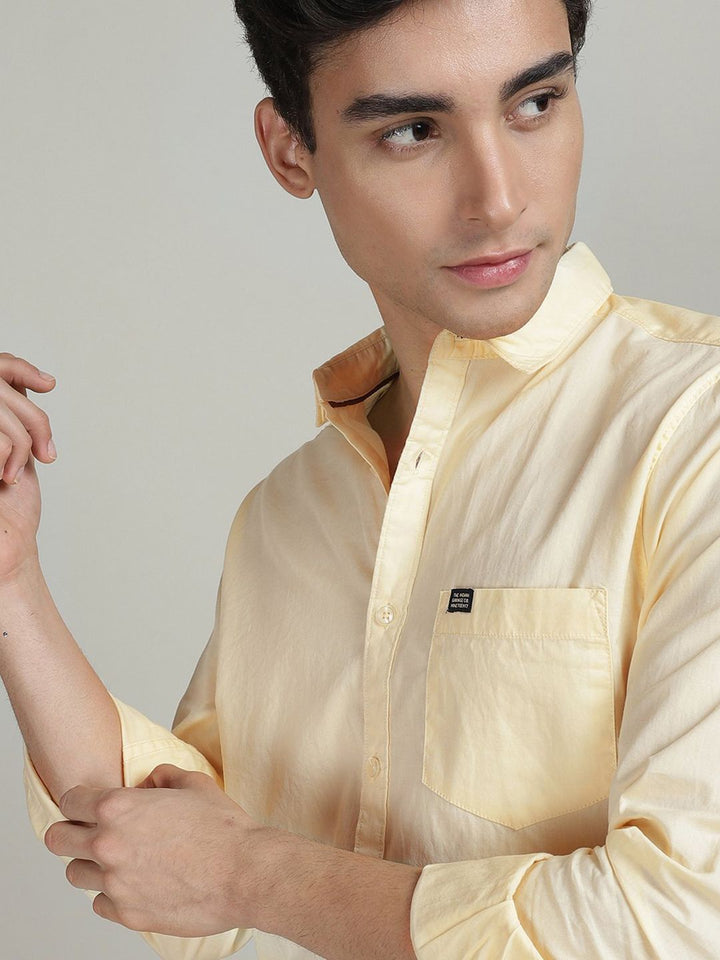 The Indian Garage Co Men Yellow Comfort Regular Fit Cotton Casual Shirt
