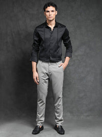 RARE RABBIT Men Liner Black Slim Fit Opaque Cotton Shirt
