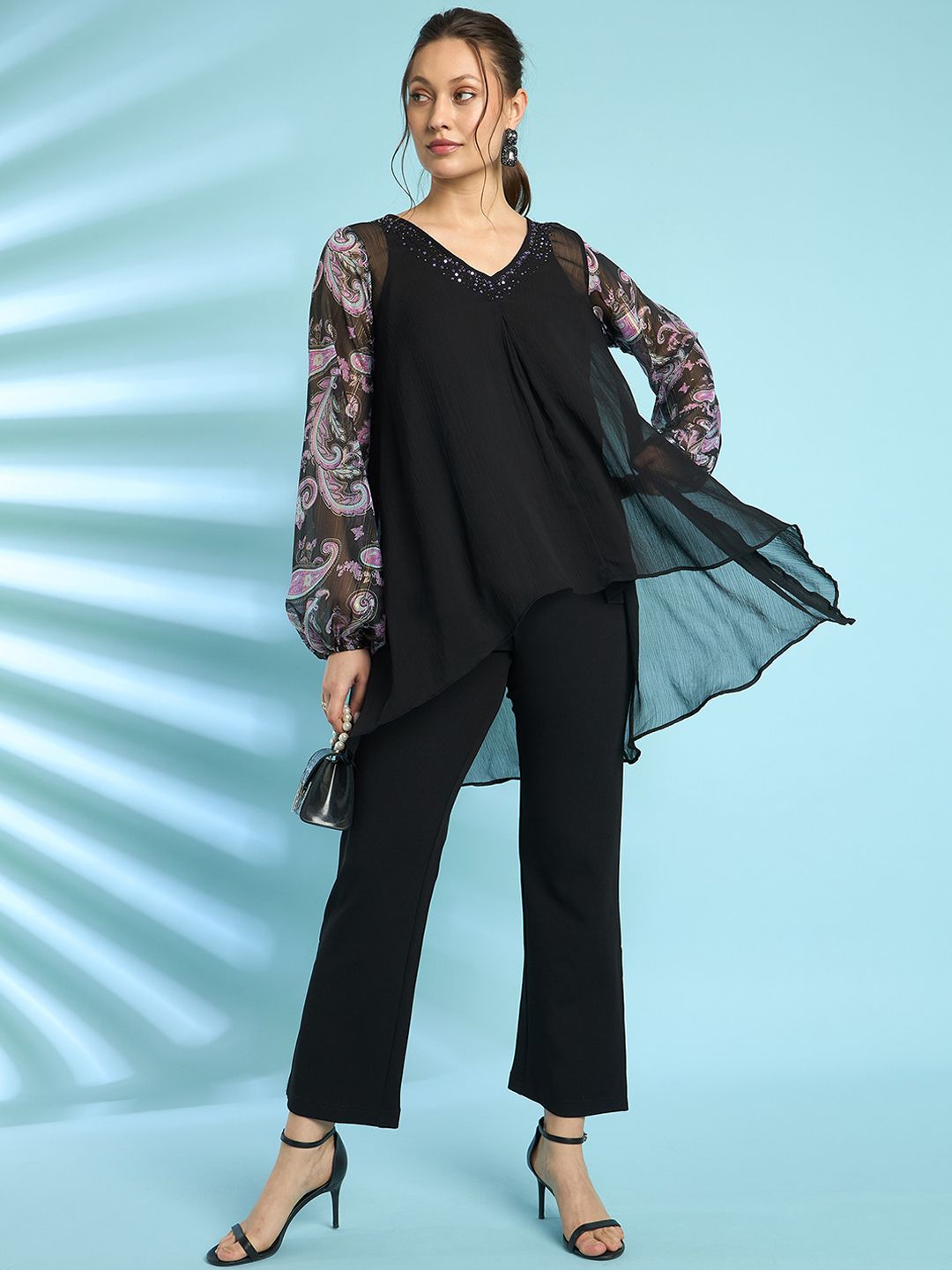 Antheaa Embellished Top With Trousers