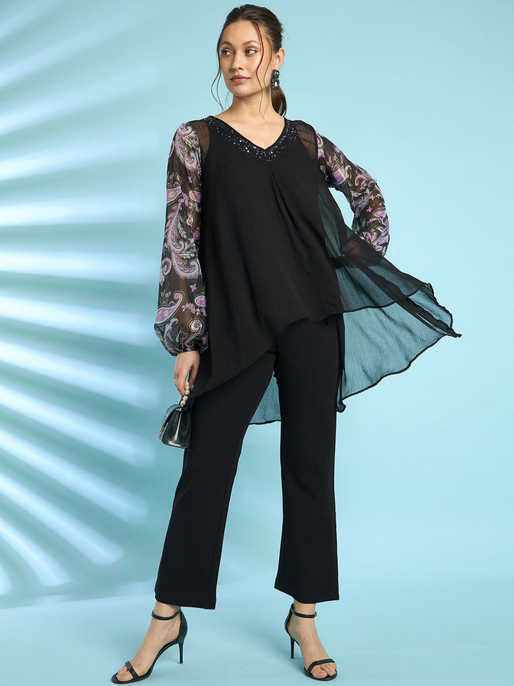 Antheaa Embellished Top With Trousers