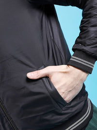 The Indian Garage Co Olive Green & Black Hooded Reversible Puffer Jacket