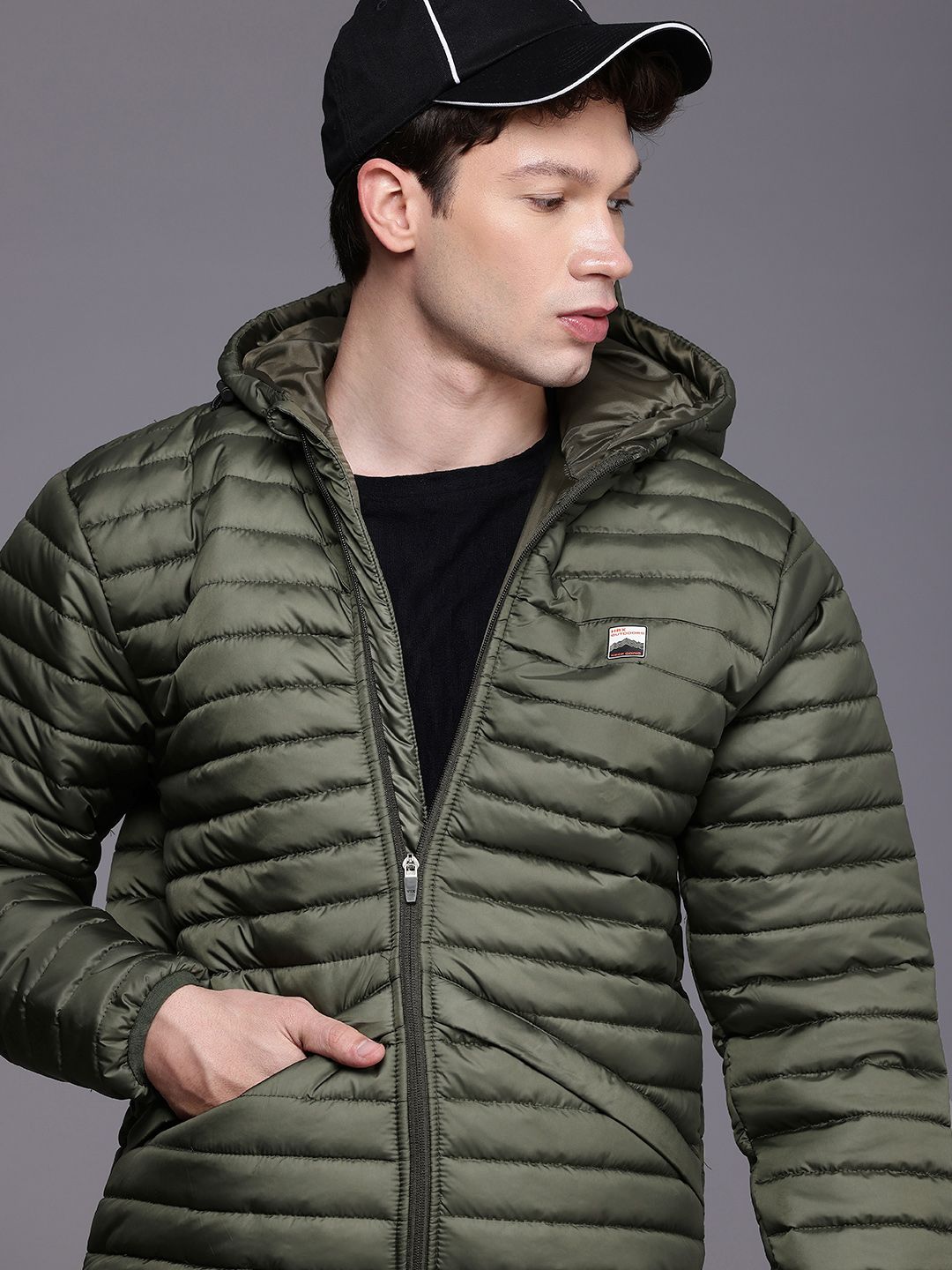 HRX by Hrithik Roshan Nature Therapy Rapid-Dry Antimicrobial Detachable Hood Padded Jacket