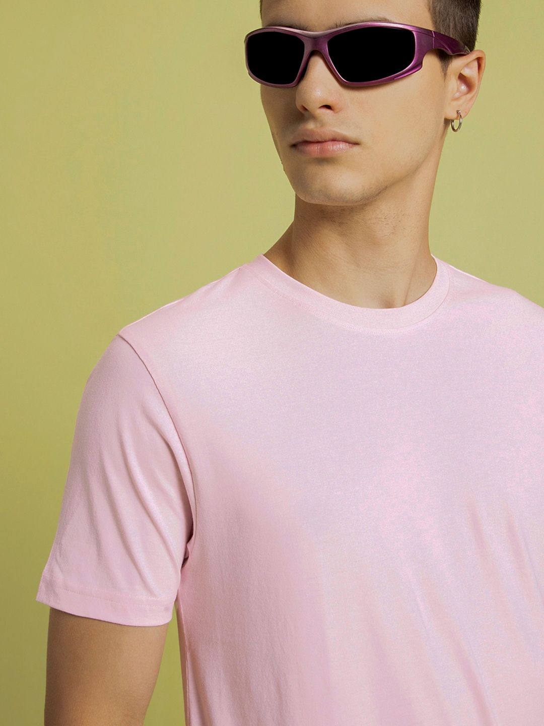 Bewakoof Pink Round Neck Short Sleeves Pure Cotton Regular T-shirt
