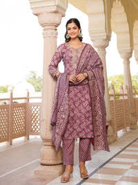 KALINI Ethnic Motifs Zari Embroidered Straight Kurta With Trousers & Dupatta