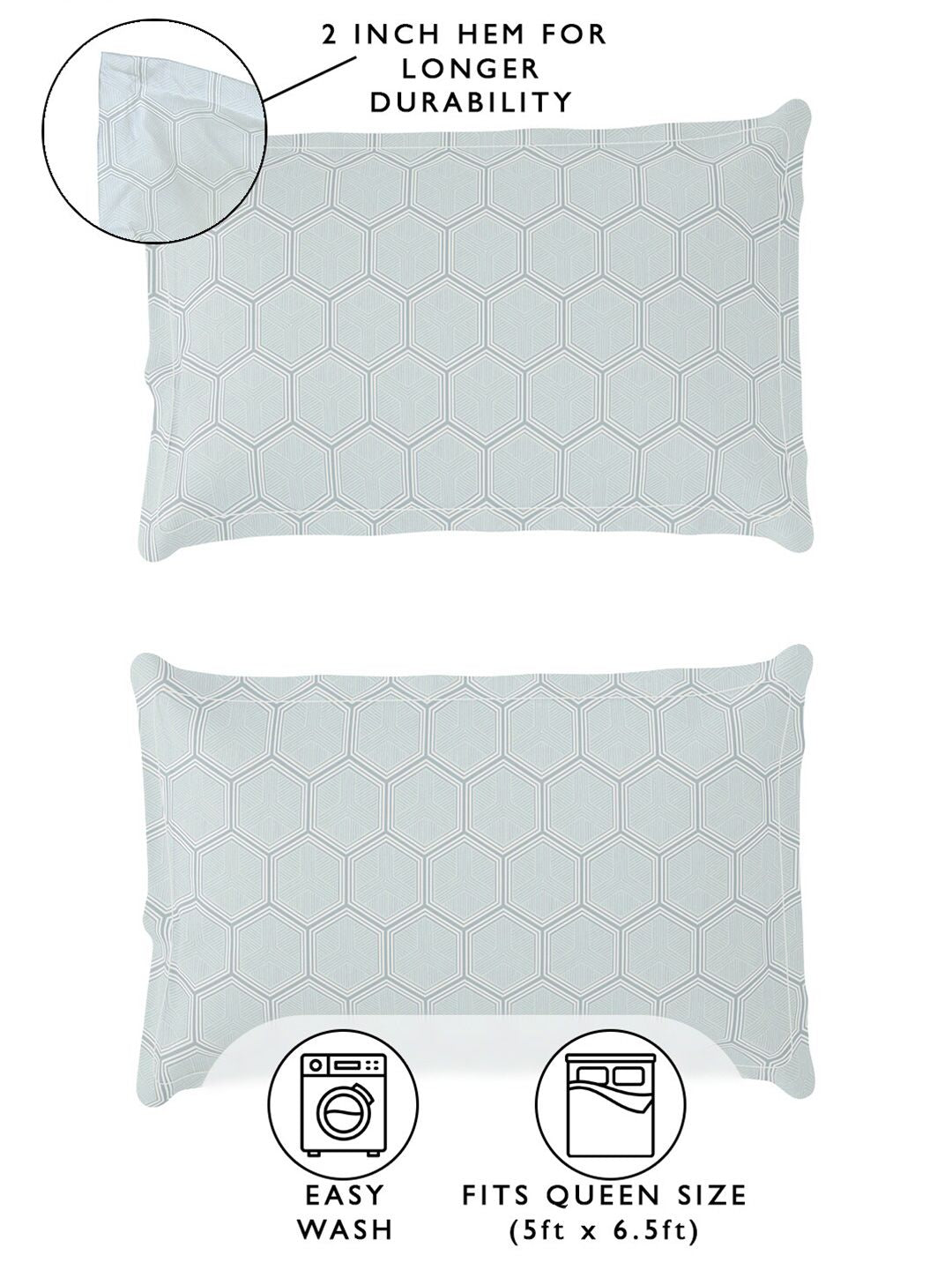 Story@home Peach & Blue Geometric 180 TC Queen Bedsheet with 2 Pillow Covers