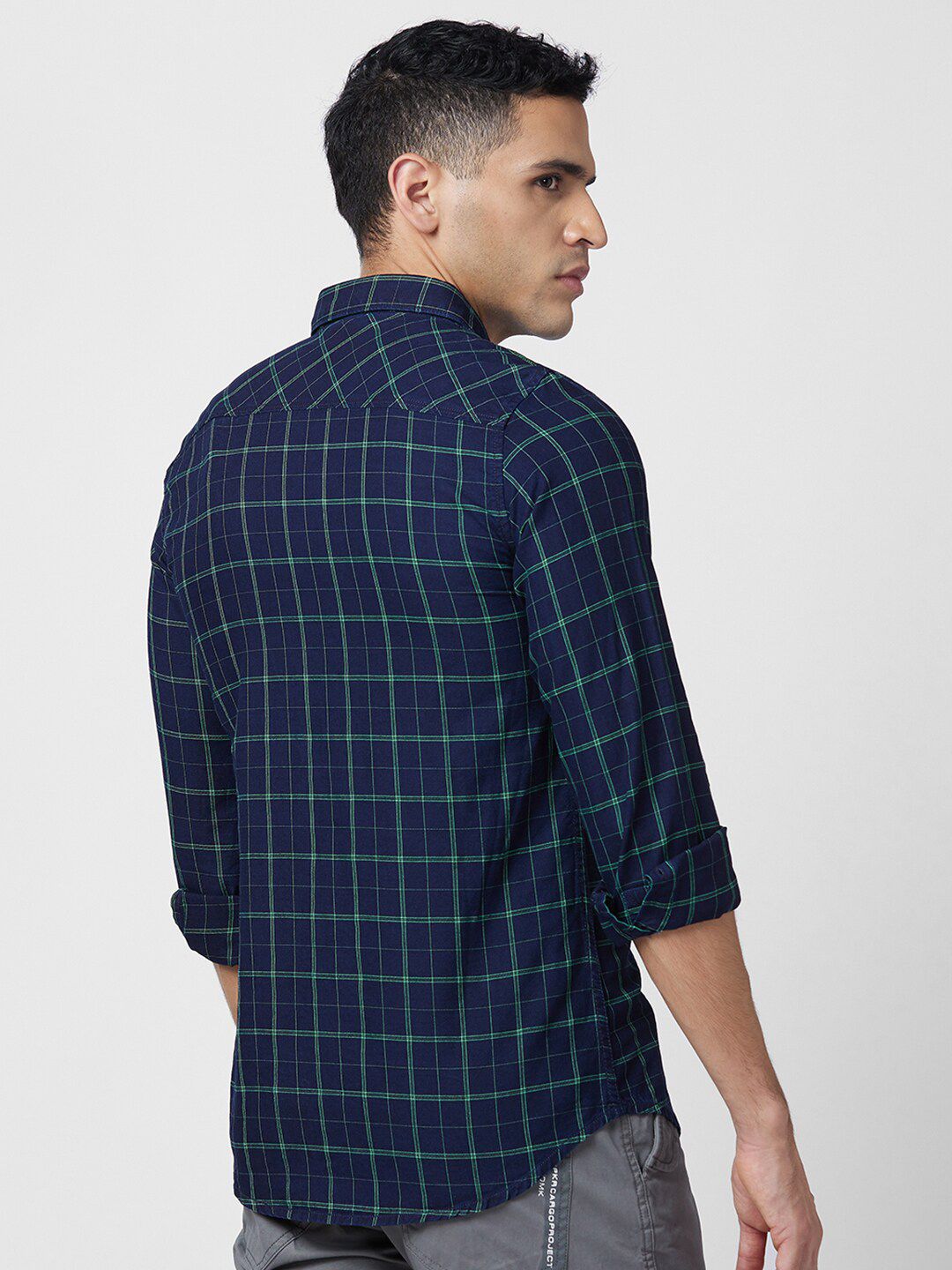 SPYKAR Slim Fit Tartan Checks Opaque Cotton Casual Shirt
