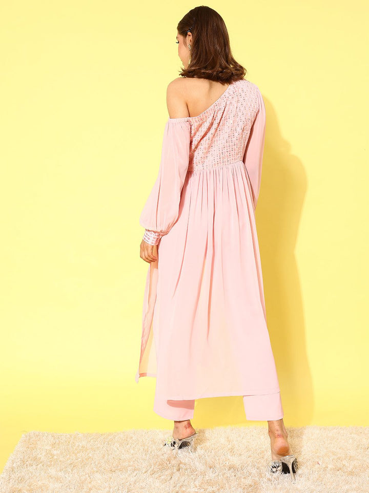 Libas Pink Embellished Tunic & Palazzos