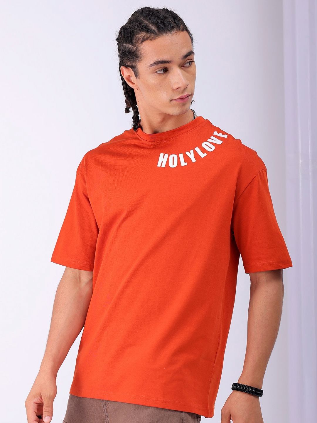 The Indian Garage Co Men Back Printed Boxy Oversized Round Neck T-shirt
