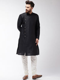 SOJANYA Lelaki Hitam Solid Kurta Lurus