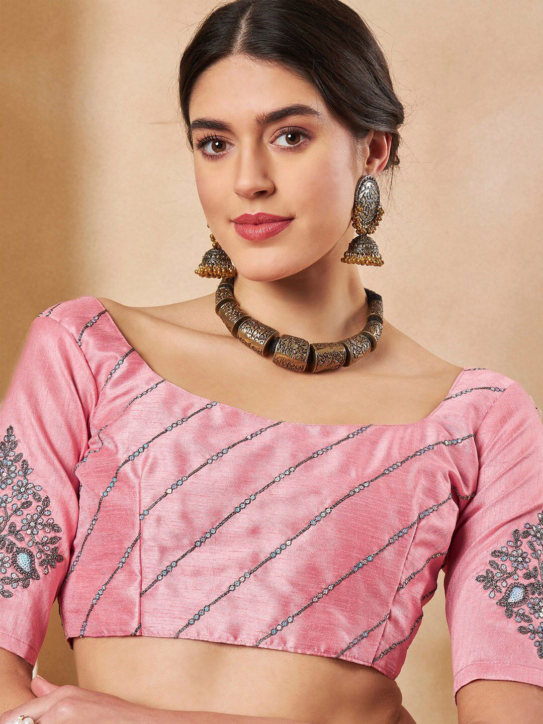 Saree mall Embellished Sequinned Poly Georgette Sarees