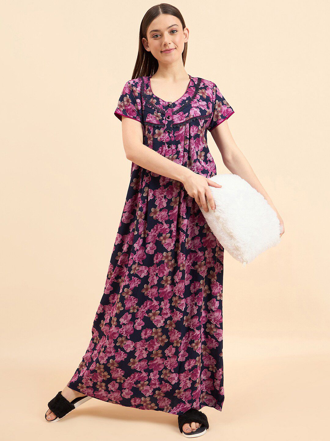 Sweet Dreams Floral Printed Pure Cotton Maxi Nightdress