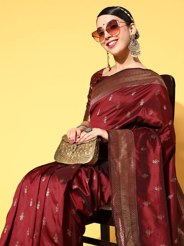 Saree mall Ethnic Motifs Saree with Woven Design Border