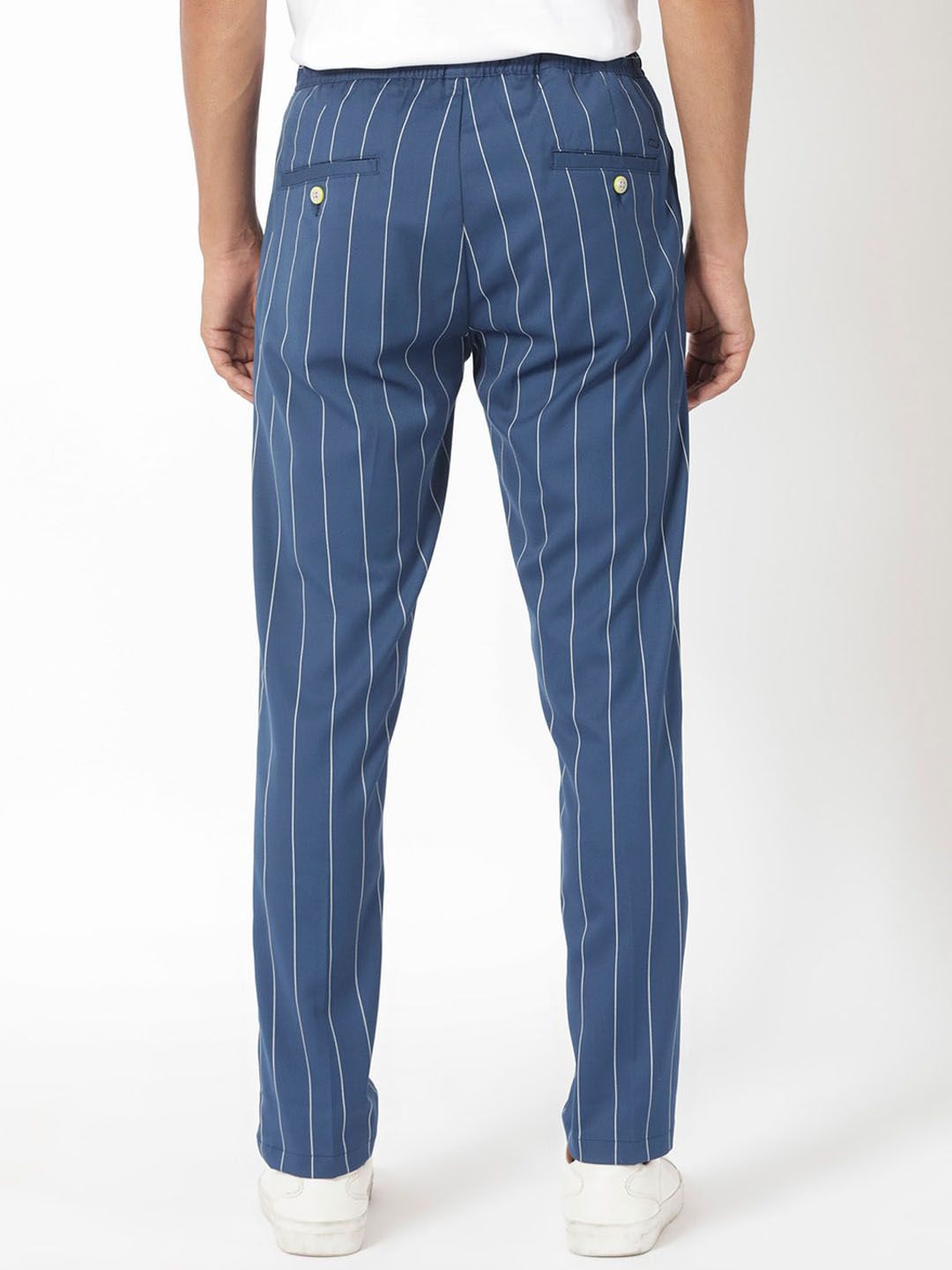 RARE RABBIT Men Pixie Drawstring Striped Slim Fit Mid-Rise Trouser