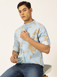 Thomas Scott Premium Slim Fit Floral Opaque Printed Cotton Casual Shirt