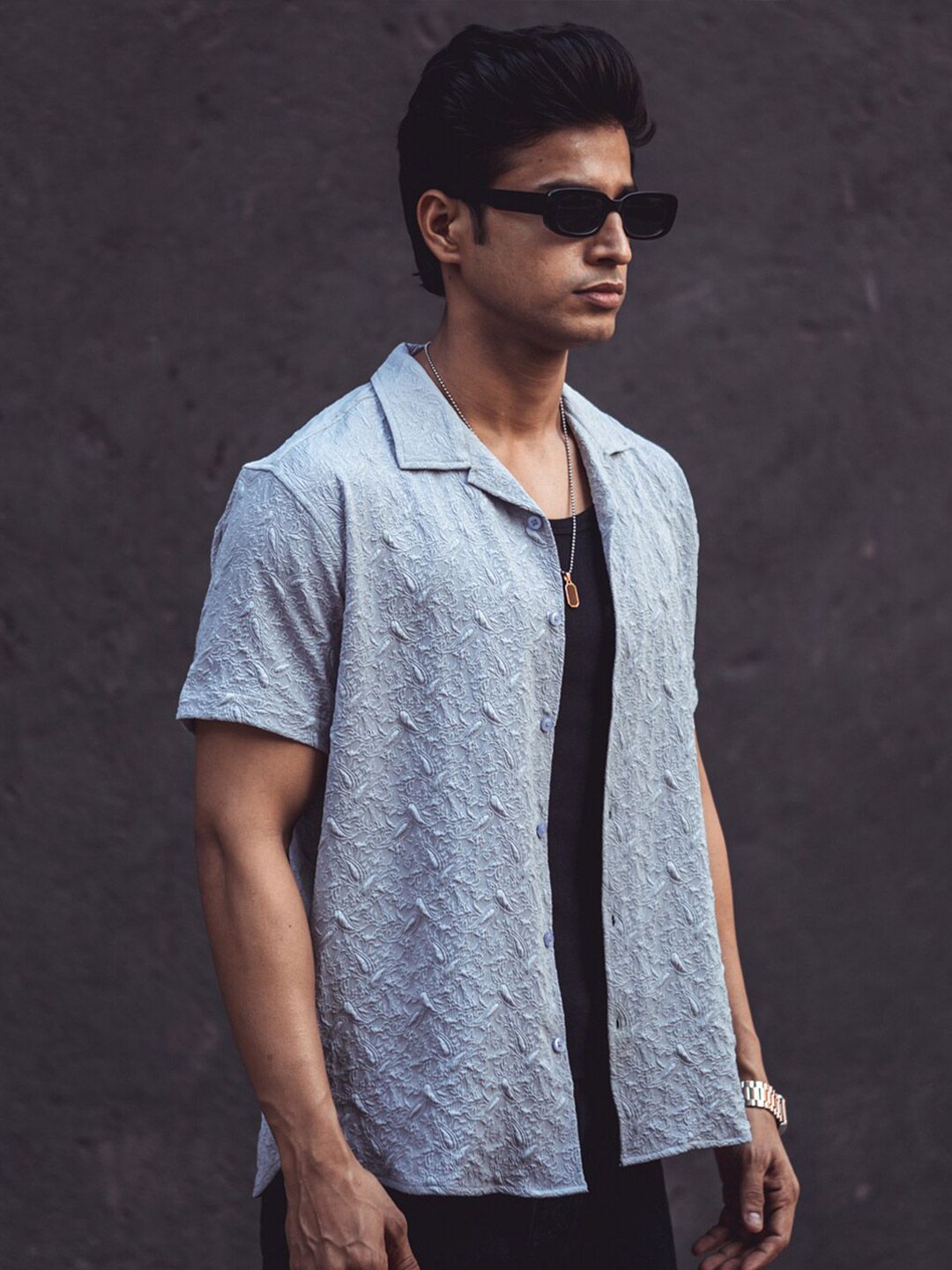 Powerlook Self Design Casual Shirt