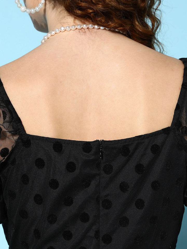 Berrylush Black Square Neck Fit & Flare Mini Dress