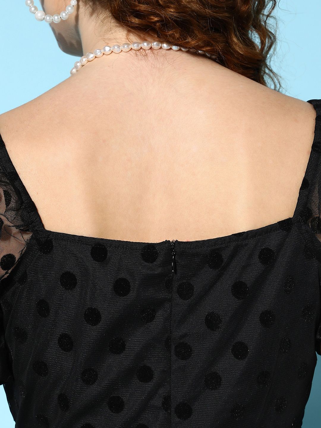 Berrylush Black Square Neck Fit & Flare Mini Dress